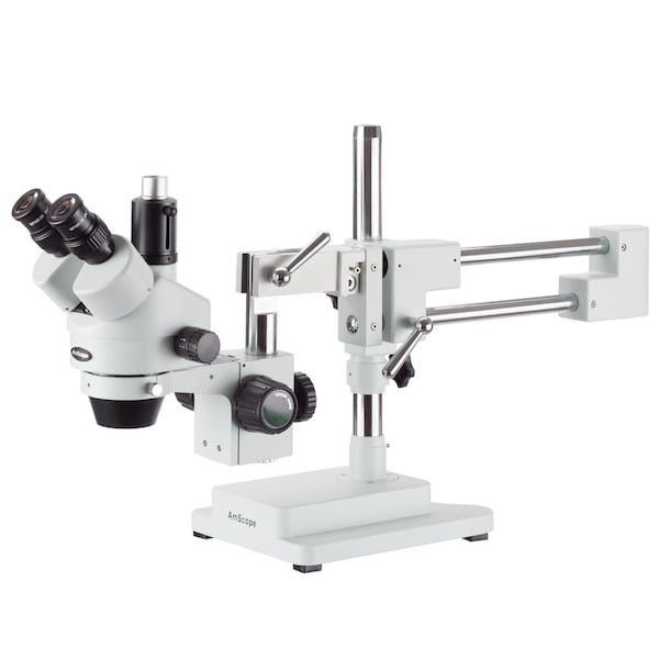 Amscope 7X-45X Trinocular Stereo Zoom Microscope With Double Arm Boom Stand SM-4T - main